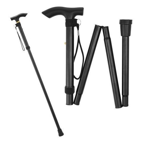 Bengala Retrátil Dobrável Ajustável Alum Tipo T de Ate 200kg:preto