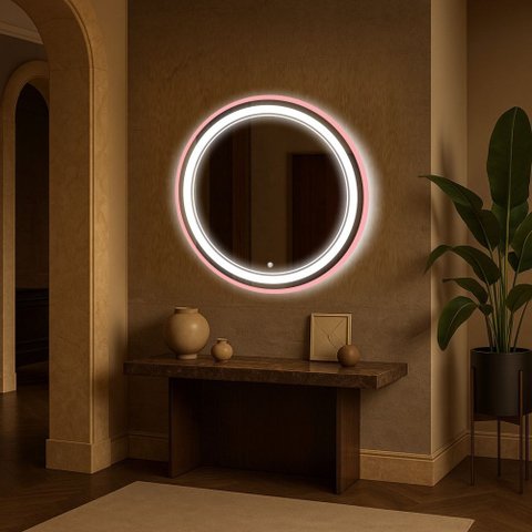 Espelheira 100x100 E08 Rose Gold Aluminio Sup Par Led Jat 02 Branco Bivolt Touch