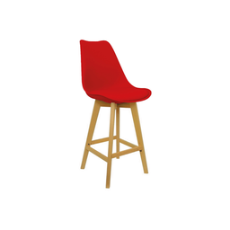 Banqueta Cozinha Alta Assento Vermelho Base Madeira 52x47 5x111cm Bering - 1