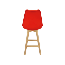 Banqueta Cozinha Alta Assento Vermelho Base Madeira 52x47 5x111cm Bering - 4