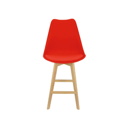Banqueta Cozinha Alta Assento Vermelho Base Madeira 52x47 5x111cm Bering - 2