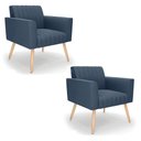 Ver imagem 1 de Kit 2 Poltronas Viena Gomada Suede Pés Palito Natural - D’Rossi Azul Marinho