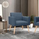 Ver imagem 2 de Kit 2 Poltronas Viena Gomada Suede Pés Palito Natural - D’Rossi Azul Marinho