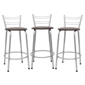 Kit 3 Banquetas para Balcão Flórida Prata 60cm Cozinha Gourmet Bistrô Bancada Piscina Área de Lazer