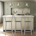 Ver imagem 2 de Kit 3 Banquetas para Balcão Flórida Prata 60cm Cozinha Gourmet Bistrô Bancada Piscina Área de Lazer