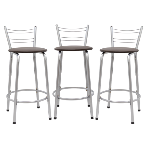 Kit 3 Banquetas para Balcão Flórida Prata 60cm Cozinha Gourmet Bistrô Bancada Piscina Área de Lazer
