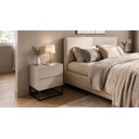 Ver imagem 1 de Mesa Cabeceira Eros 45cm para Quarto 2 Gavetas Off White Luxo