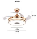 Ver imagem 5 de Ventilador Teto Retrátil Led Controle Remoto e Som Bluetooth Dourado
