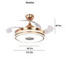 Ver imagem 5 de Ventilador Teto Retrátil Led Controle Remoto e Som Bluetooth Dourado