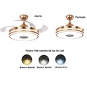 Ver imagem 3 de Ventilador Teto Retrátil Led Controle Remoto e Som Bluetooth Dourado