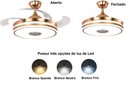Ver imagem 3 de Ventilador Teto Retrátil Led Controle Remoto e Som Bluetooth Dourado