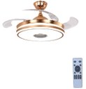 Ver imagem 1 de Ventilador Teto Retrátil Led Controle Remoto e Som Bluetooth Dourado
