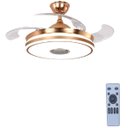 Ver imagem 1 de Ventilador Teto Retrátil Led Controle Remoto e Som Bluetooth Dourado