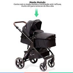 Conjunto Carrinho e Bebê Conforto Para Bebê 15Kg Travel System e Moisés Ts Kansas Preto Premium - 3