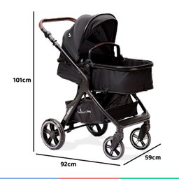 Conjunto Carrinho e Bebê Conforto Para Bebê 15Kg Travel System e Moisés Ts Kansas Preto Premium - 7