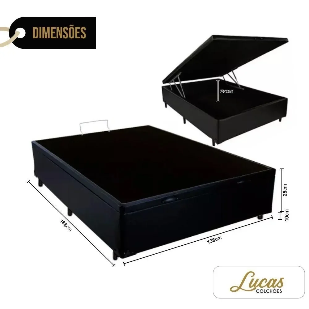 Cama Box Baú Casal Suede Bege 138x188x35 - 2