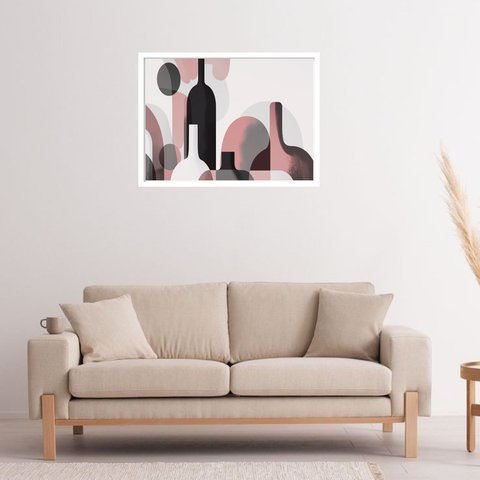 Quadro Decorativo Formas Garrafas Abstrato - 50x70cm:moldura Preta