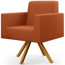 Ver imagem 3 de Kit 03 Poltronas Decorativa Base Giratória de Madeira Helô L02 Tecido Terracota - Lyam Decor