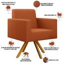 Ver imagem 4 de Kit 03 Poltronas Decorativa Base Giratória de Madeira Helô L02 Tecido Terracota - Lyam Decor