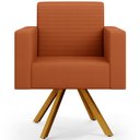 Ver imagem 6 de Kit 03 Poltronas Decorativa Base Giratória de Madeira Helô L02 Tecido Terracota - Lyam Decor