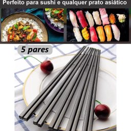 Kit 5 Pares Hashi Reutilizável Comida Japonesa Oriental Palitinho - 3