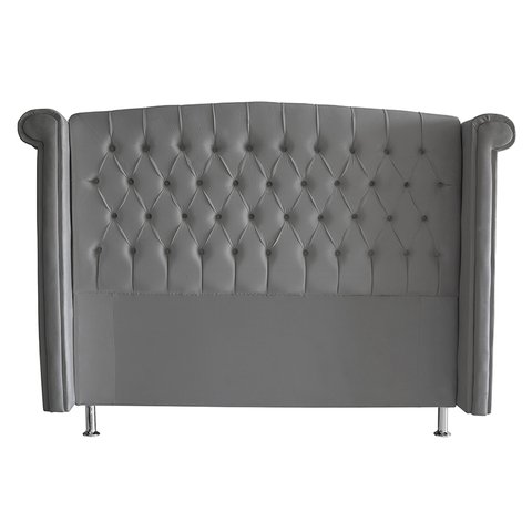 Cabeceira de Cama Box Luxo Queen 160 Cm Suede Prata Eli Móveis