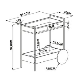 Bar 102,5cm 2 Compartimentos Estrutura Metálica 27853 Steel Quadra Artesano - Vermont/preto Fosco - 4