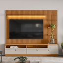 Ver imagem 1 de Rack com Painel Ripado para TV 75 Pol. 224cm Golden L06 Nature/Off White - Mpozenato