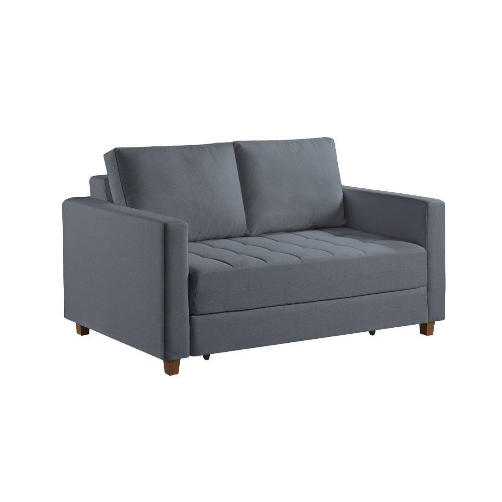 Sofa Cama Casal Marcelle 2 Lugares 150cm Linho Pe de Madeira