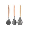 Ver imagem 1 de Kit 3 Utensílios Espumadeira Colher Concha Bambu Silicone