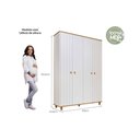 Ver imagem 3 de Guarda Roupa Infantil C/ 4 Portas (2 Ripadas) Cupcake Off White/nature - Permóbili Baby