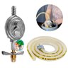 Regulador Registro de Gás Blindado com Monômetro Vazão 1kg/h + Mangueira 80cm com Abraçadeiras | Ali - 6