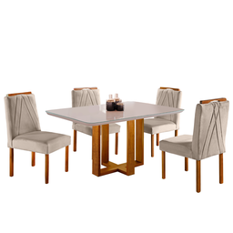 Conjunto Sala de Jantar 4 Lugares Mesa e Cadeiras Madeira Maciça Berlim - 2
