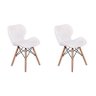 Kit 2 Cadeiras Charles Eames Eiffel Slim Wood Estofada - Branca - 1