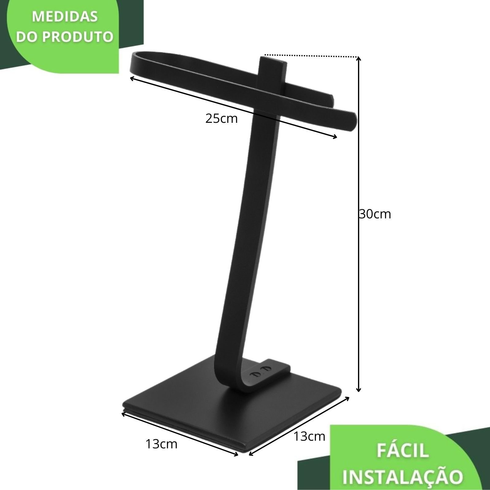 Porta Toalha de Rosto para Bancada Preto Fosco F.bali - 5
