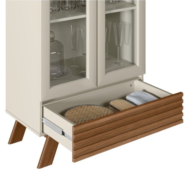 Jogo de Cristaleira e Buffet Ripados Dout Freijo Off White - 7