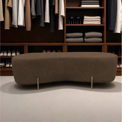 Puff Decorativo Orgânico Alana Linho Marrom