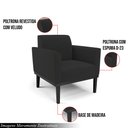 Ver imagem 3 de Poltrona Decorativa Isabella Pés Fixo em Madeira Preto Veludo Preto G19 - Gran Belo