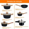 Conjunto de Panelas de Indução com Panela de Pressão Antiaderente Cerâmica Preto 6 Peças - 6