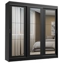 Ver imagem 2 de Guarda-Roupa Casal Madesa Kansas 3 Portas de Correr de Espelho 3 Gavetas Preto Cor:Preto