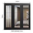 Ver imagem 3 de Guarda-Roupa Casal Madesa Kansas 3 Portas de Correr de Espelho 3 Gavetas Preto Cor:Preto
