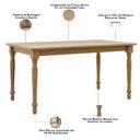 Ver imagem 5 de Mesa de Jantar 6 Lugares com 06 Cadeiras Madeira Maciça Estofada Lazuli F06 Linho Mescla Freijó -