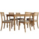 Ver imagem 2 de Mesa de Jantar 6 Lugares com 06 Cadeiras Madeira Maciça Estofada Lazuli F06 Linho Mescla Freijó -