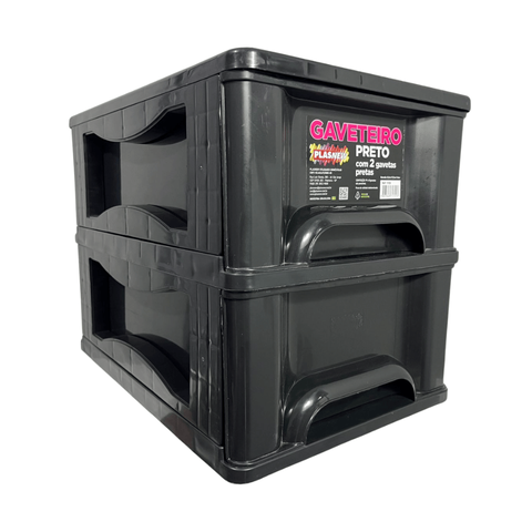 Gaveteiro Organizador 2 Gav Plasnew Resistente 1705 Preto