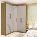 Ver imagem 1 de Conjunto Guarda Roupa Modulado Canto 3 Peças 5 Portas 4 Gavetas Paris Eucamóveis