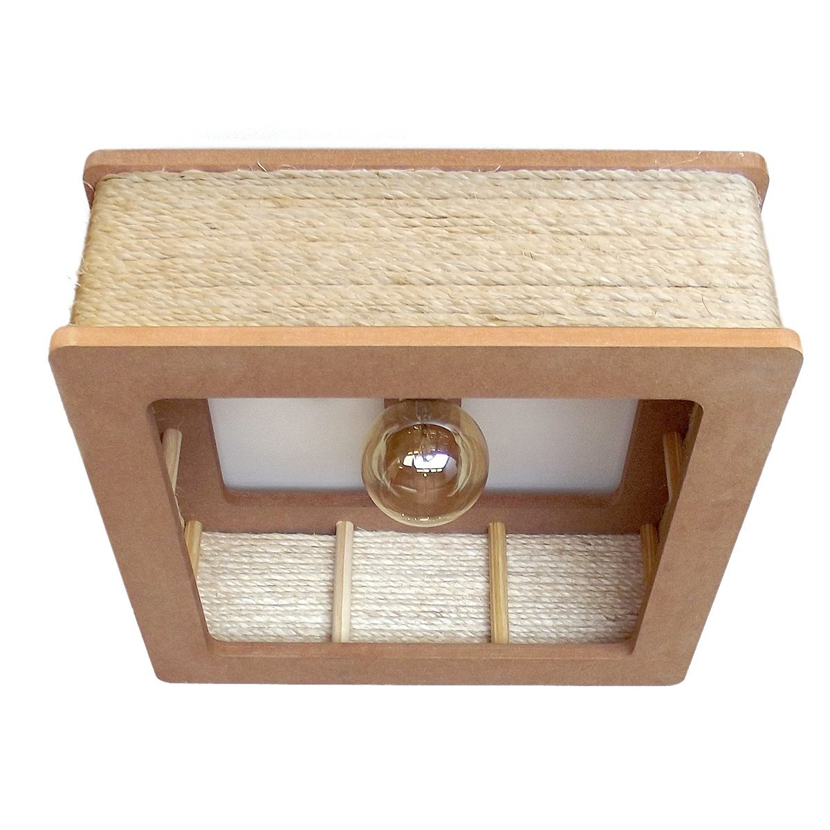 Luminária Lustre Pendente Rústico Retro Madeira Sisal 60cm - 1