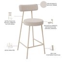 Ver imagem 4 de Kit 03 Banquetas Baixa Cozinha Sala Jantar Bancada Milão Arena L02 Bouclê Creme - lyam decor