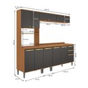 Ver imagem 3 de Armário de Cozinha Completa 3 Gavetas 230cm Canela/Preto Grid Elara Kappesberg