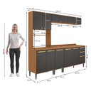 Ver imagem 4 de Armário de Cozinha Completa 3 Gavetas 230cm Canela/Preto Grid Elara Kappesberg