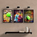 Ver imagem 2 de Kit 3 Quadros Arte Tenista 33x24cm:madeira Preta